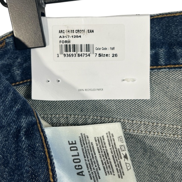 NWT AGOLDE Barrel Leg Criss Cross Jean size 26 in Form Wash - Picture 8 of 11